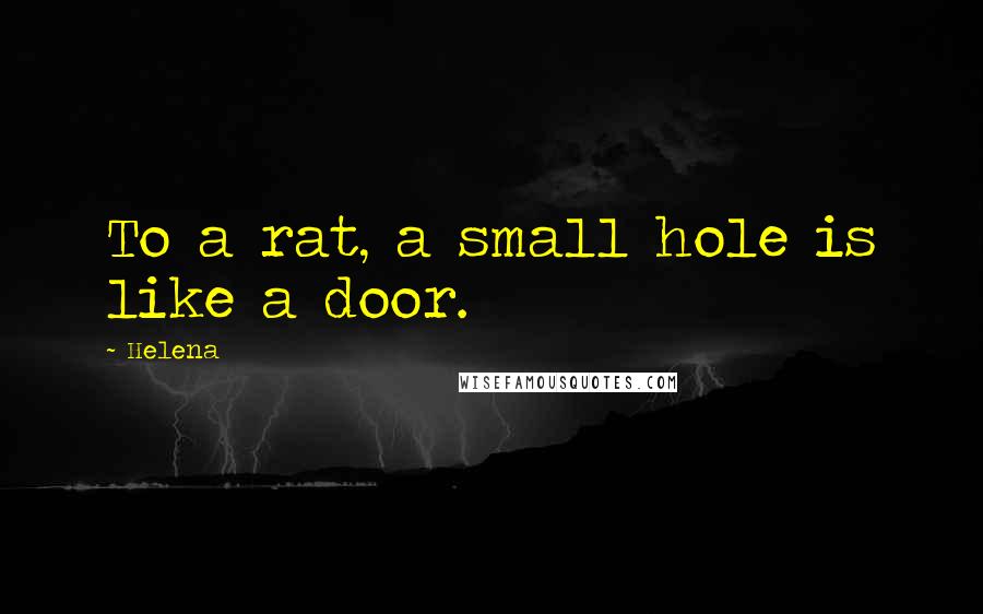 Helena Quotes: To a rat, a small hole is like a door.