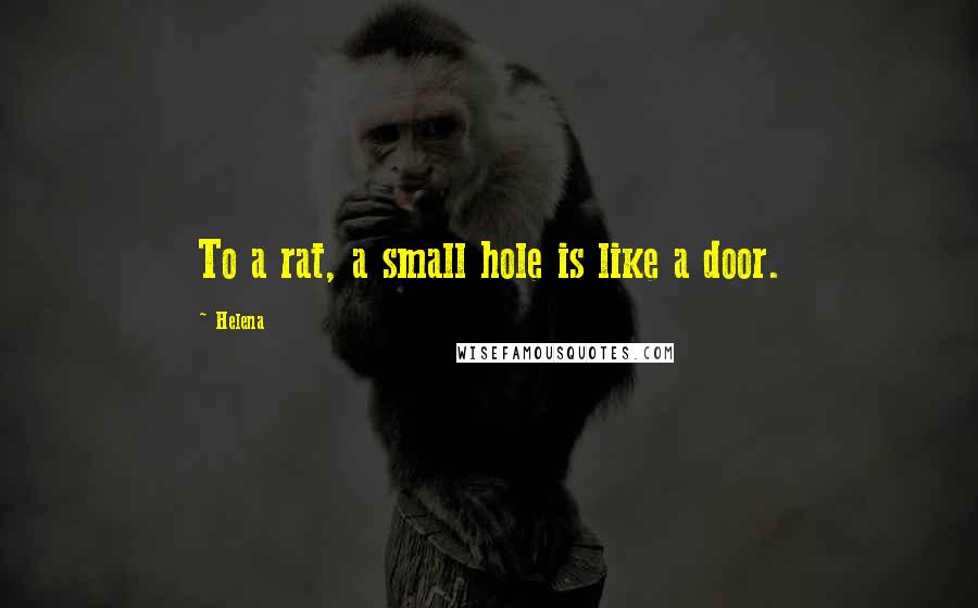 Helena Quotes: To a rat, a small hole is like a door.