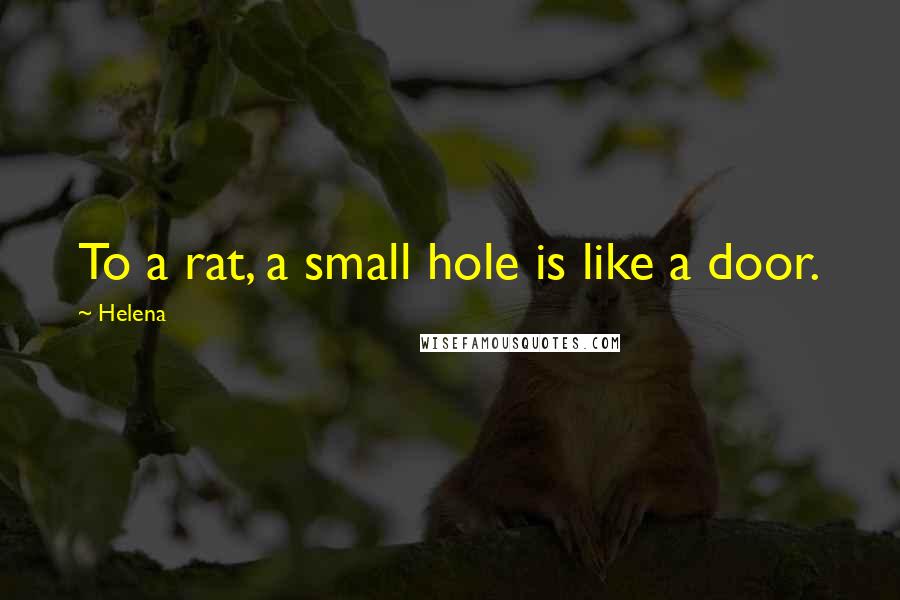 Helena Quotes: To a rat, a small hole is like a door.