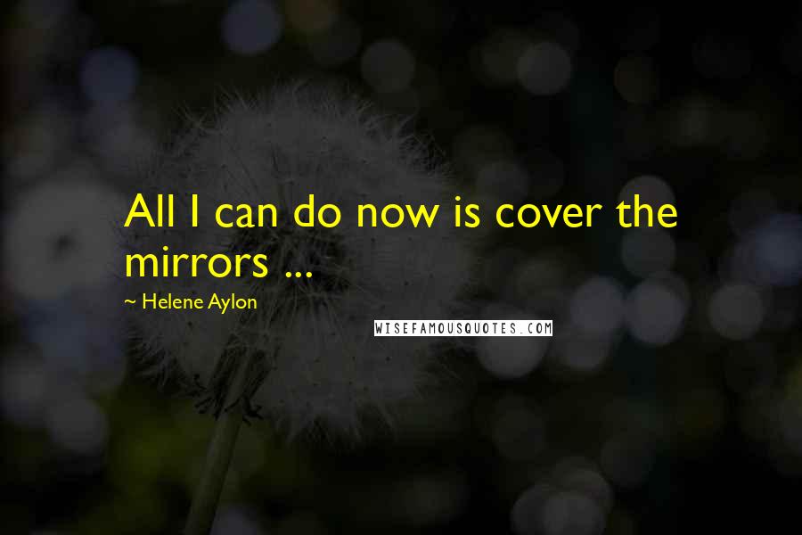 Helene Aylon Quotes: All I can do now is cover the mirrors ...