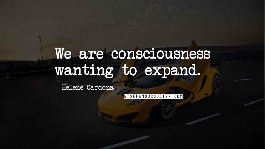 Helene Cardona Quotes: We are consciousness wanting to expand.