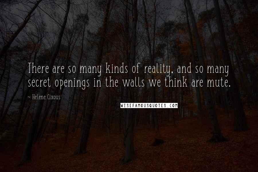 Helene Cixous Quotes: There are so many kinds of reality, and so many secret openings in the walls we think are mute.