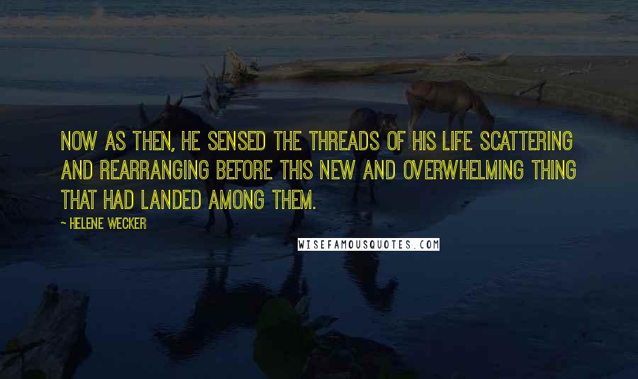 Helene Wecker Quotes: Now as then, he sensed the threads of his life scattering and rearranging before this new and overwhelming thing that had landed among them.