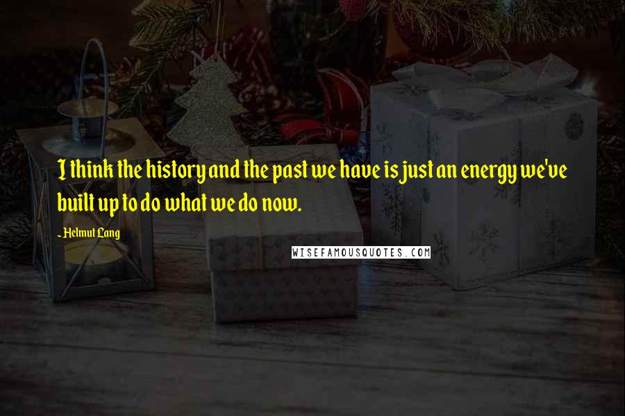 Helmut Lang Quotes: I think the history and the past we have is just an energy we've built up to do what we do now.