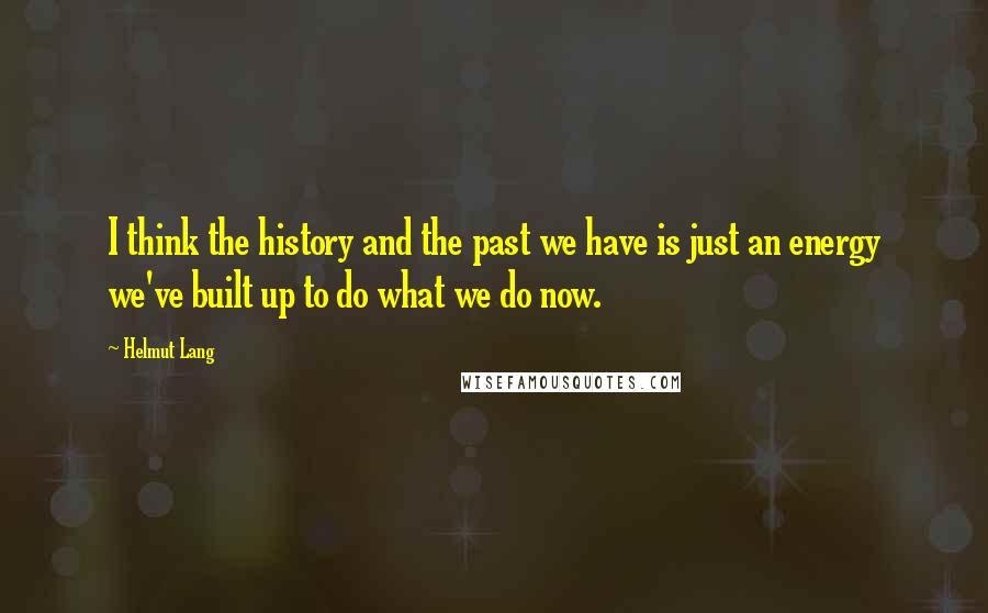 Helmut Lang Quotes: I think the history and the past we have is just an energy we've built up to do what we do now.
