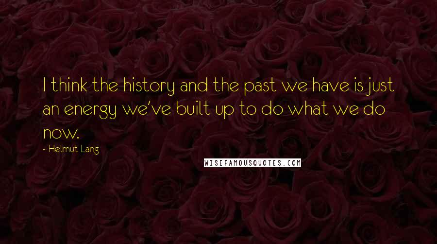 Helmut Lang Quotes: I think the history and the past we have is just an energy we've built up to do what we do now.