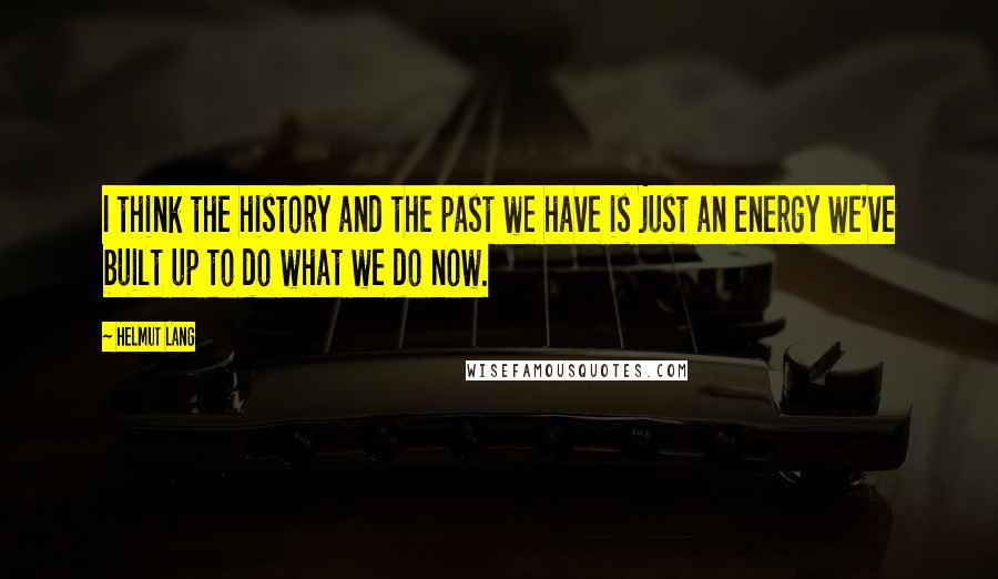 Helmut Lang Quotes: I think the history and the past we have is just an energy we've built up to do what we do now.