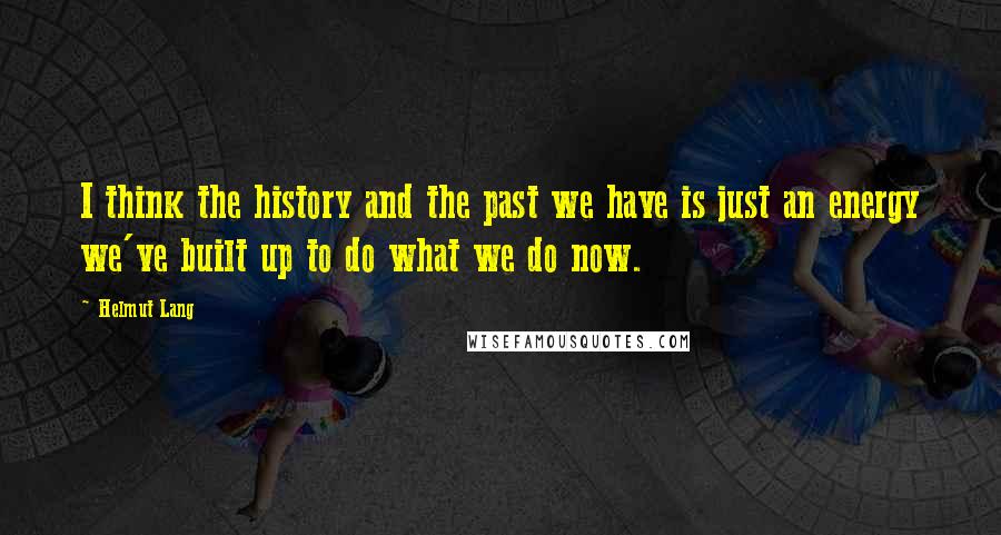 Helmut Lang Quotes: I think the history and the past we have is just an energy we've built up to do what we do now.