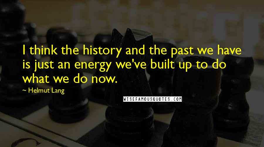 Helmut Lang Quotes: I think the history and the past we have is just an energy we've built up to do what we do now.