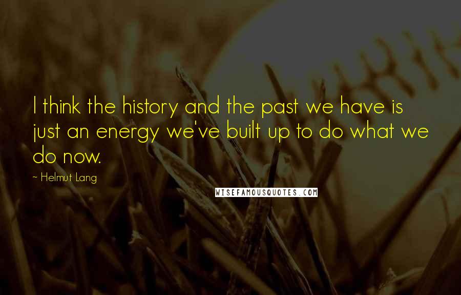 Helmut Lang Quotes: I think the history and the past we have is just an energy we've built up to do what we do now.