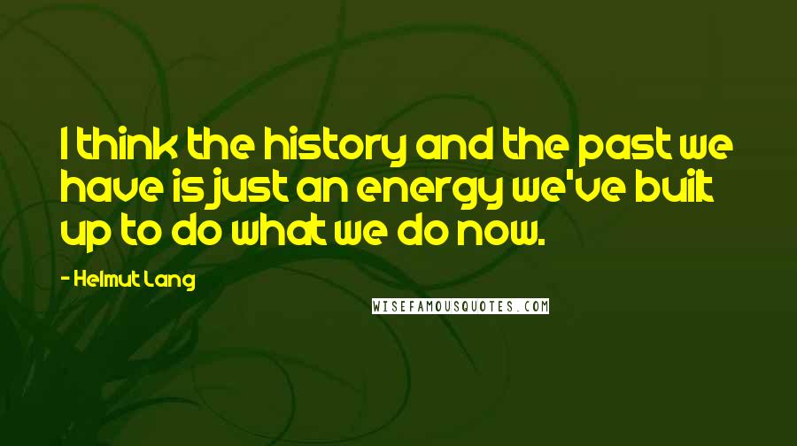 Helmut Lang Quotes: I think the history and the past we have is just an energy we've built up to do what we do now.