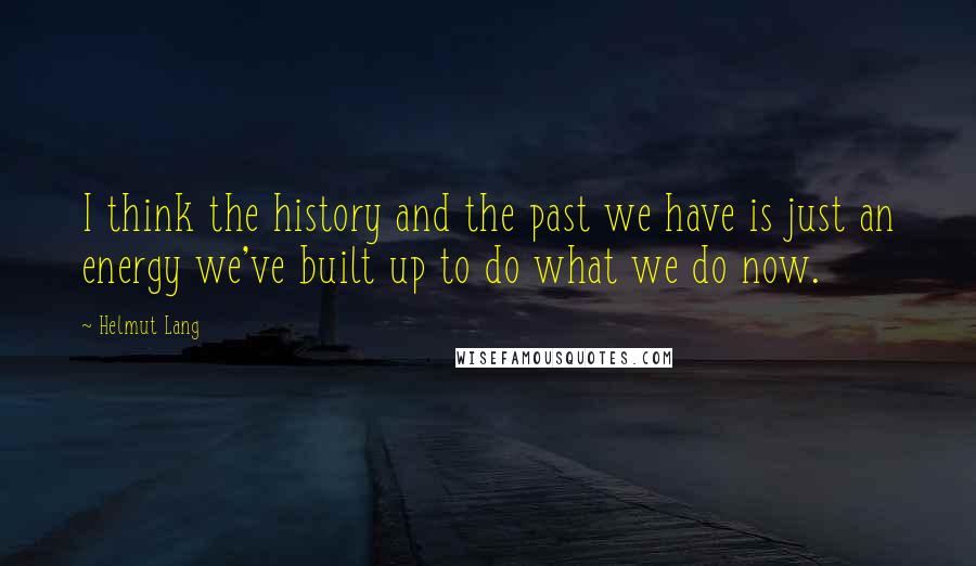 Helmut Lang Quotes: I think the history and the past we have is just an energy we've built up to do what we do now.