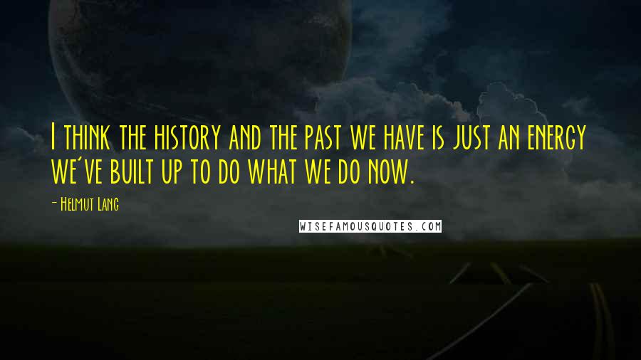 Helmut Lang Quotes: I think the history and the past we have is just an energy we've built up to do what we do now.