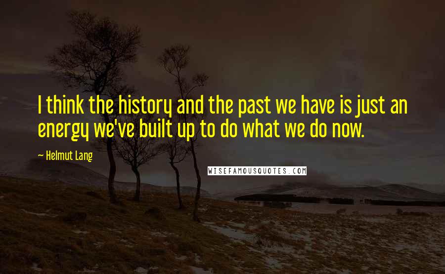 Helmut Lang Quotes: I think the history and the past we have is just an energy we've built up to do what we do now.