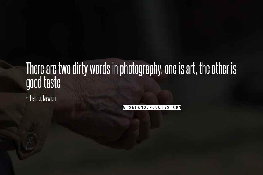 Helmut Newton Quotes: There are two dirty words in photography, one is art, the other is good taste