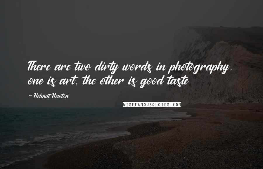 Helmut Newton Quotes: There are two dirty words in photography, one is art, the other is good taste