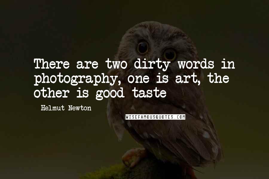 Helmut Newton Quotes: There are two dirty words in photography, one is art, the other is good taste