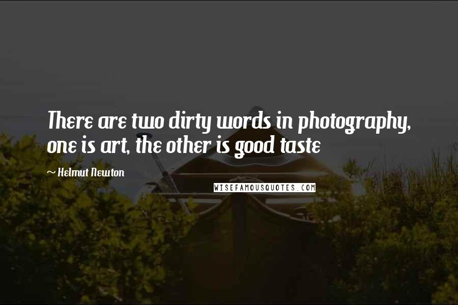 Helmut Newton Quotes: There are two dirty words in photography, one is art, the other is good taste