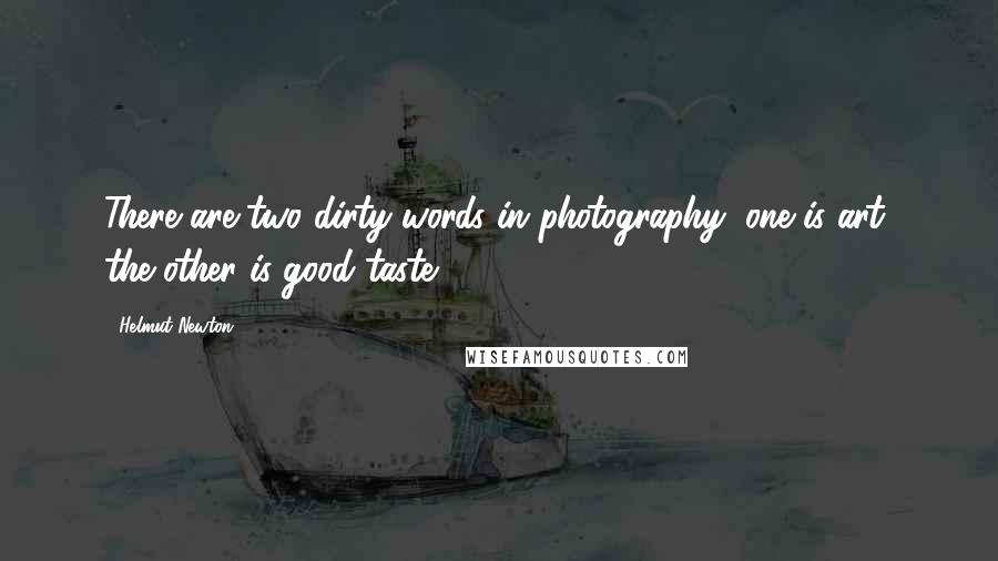 Helmut Newton Quotes: There are two dirty words in photography, one is art, the other is good taste