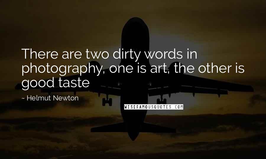 Helmut Newton Quotes: There are two dirty words in photography, one is art, the other is good taste