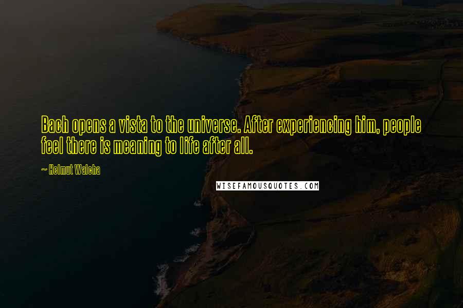 Helmut Walcha Quotes: Bach opens a vista to the universe. After experiencing him, people feel there is meaning to life after all.