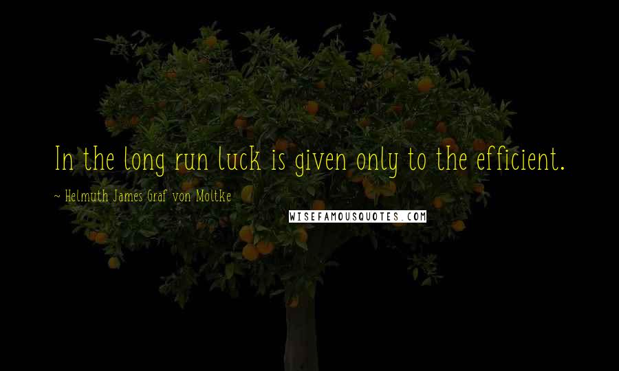 Helmuth James Graf Von Moltke Quotes: In the long run luck is given only to the efficient.