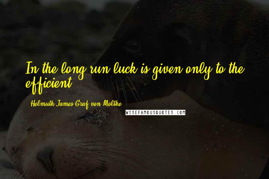 Helmuth James Graf Von Moltke Quotes: In the long run luck is given only to the efficient.