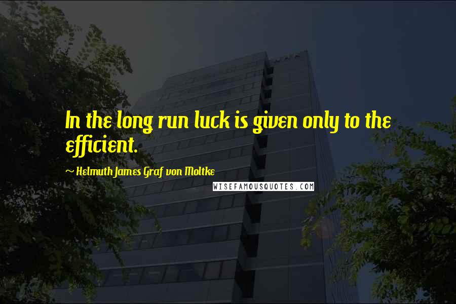Helmuth James Graf Von Moltke Quotes: In the long run luck is given only to the efficient.