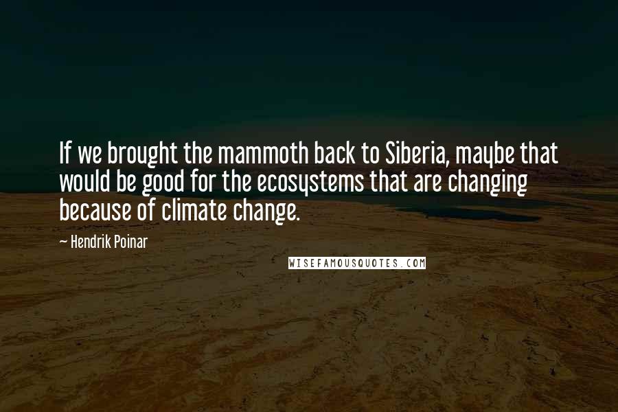 Hendrik Poinar Quotes: If we brought the mammoth back to Siberia, maybe that would be good for the ecosystems that are changing because of climate change.