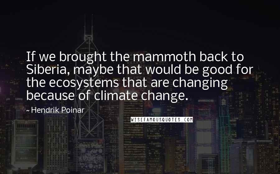 Hendrik Poinar Quotes: If we brought the mammoth back to Siberia, maybe that would be good for the ecosystems that are changing because of climate change.