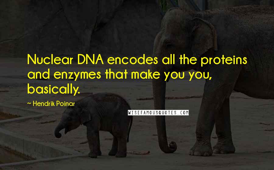 Hendrik Poinar Quotes: Nuclear DNA encodes all the proteins and enzymes that make you you, basically.