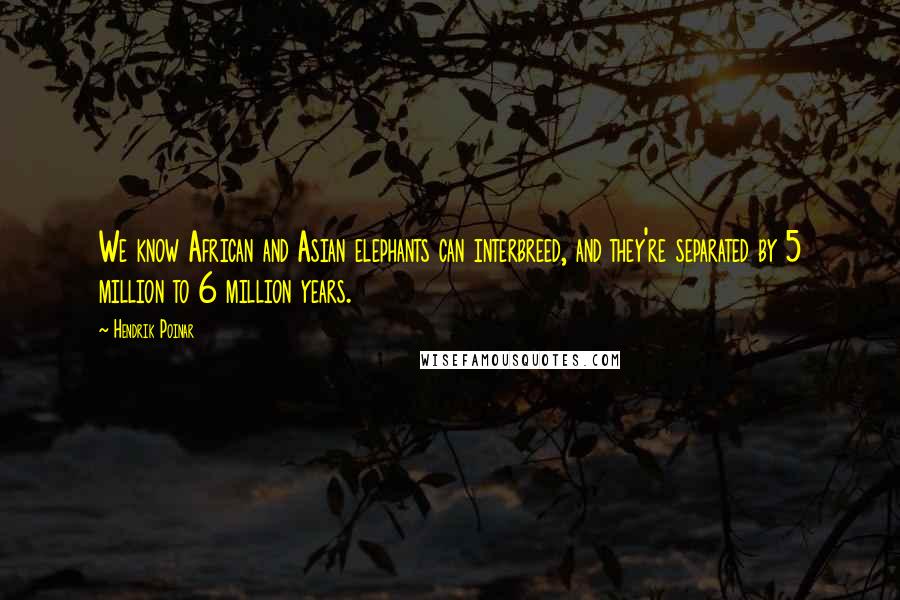 Hendrik Poinar Quotes: We know African and Asian elephants can interbreed, and they're separated by 5 million to 6 million years.