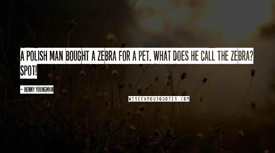 Henny Youngman Quotes: A Polish man bought a zebra for a pet. What does he call the zebra? Spot!