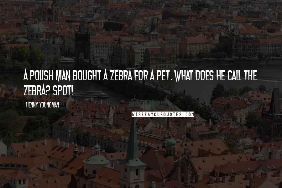 Henny Youngman Quotes: A Polish man bought a zebra for a pet. What does he call the zebra? Spot!