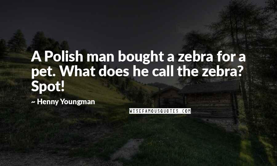 Henny Youngman Quotes: A Polish man bought a zebra for a pet. What does he call the zebra? Spot!