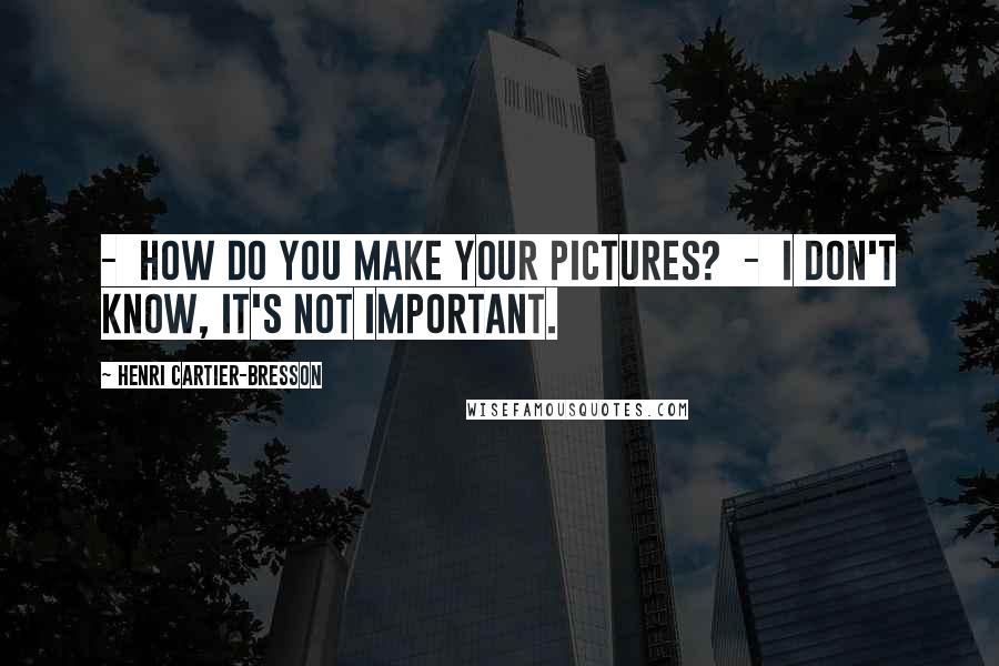 Henri Cartier-Bresson Quotes: - How do you make your pictures? - I don't know, it's not important.