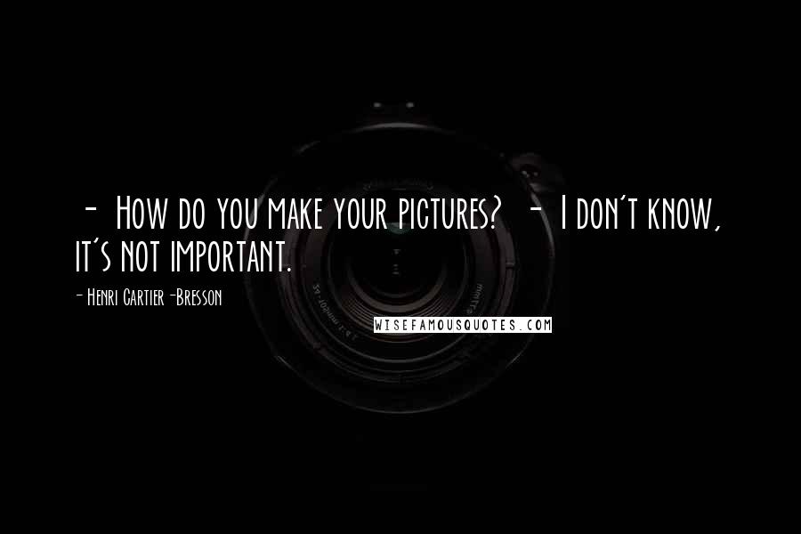 Henri Cartier-Bresson Quotes: - How do you make your pictures? - I don't know, it's not important.