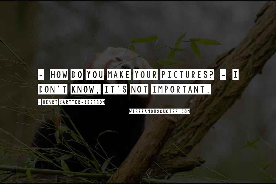 Henri Cartier-Bresson Quotes: - How do you make your pictures? - I don't know, it's not important.