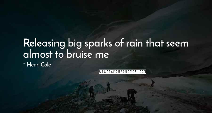 Henri Cole Quotes: Releasing big sparks of rain that seem almost to bruise me