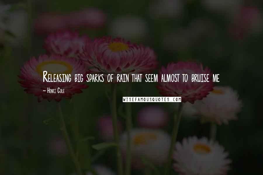 Henri Cole Quotes: Releasing big sparks of rain that seem almost to bruise me
