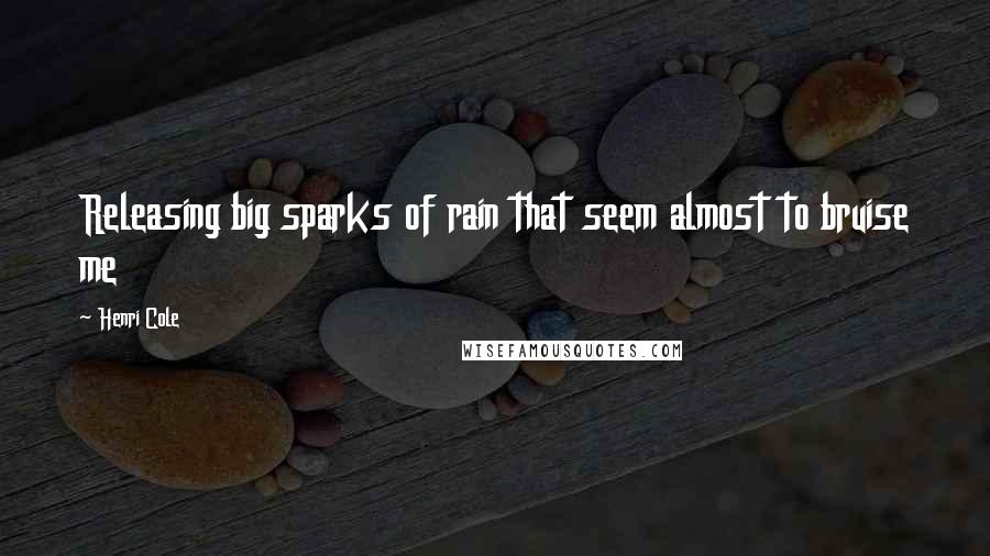 Henri Cole Quotes: Releasing big sparks of rain that seem almost to bruise me