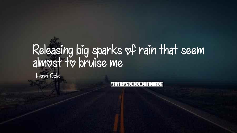 Henri Cole Quotes: Releasing big sparks of rain that seem almost to bruise me