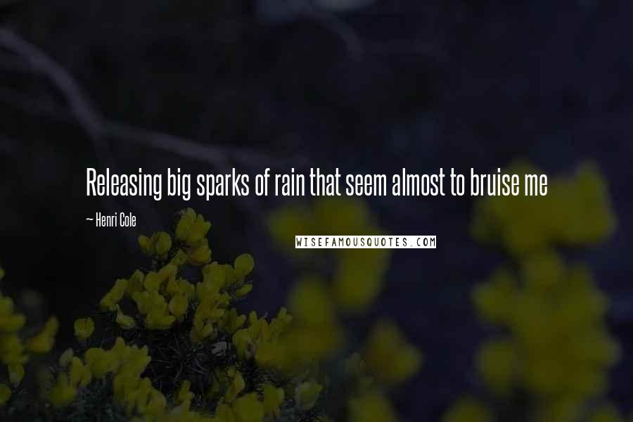 Henri Cole Quotes: Releasing big sparks of rain that seem almost to bruise me