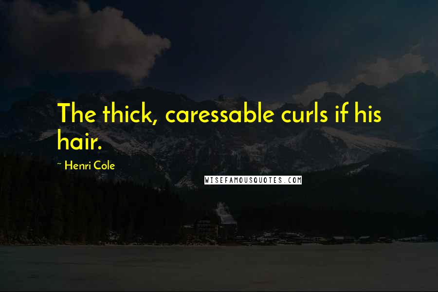 Henri Cole Quotes: The thick, caressable curls if his hair.