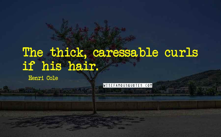 Henri Cole Quotes: The thick, caressable curls if his hair.