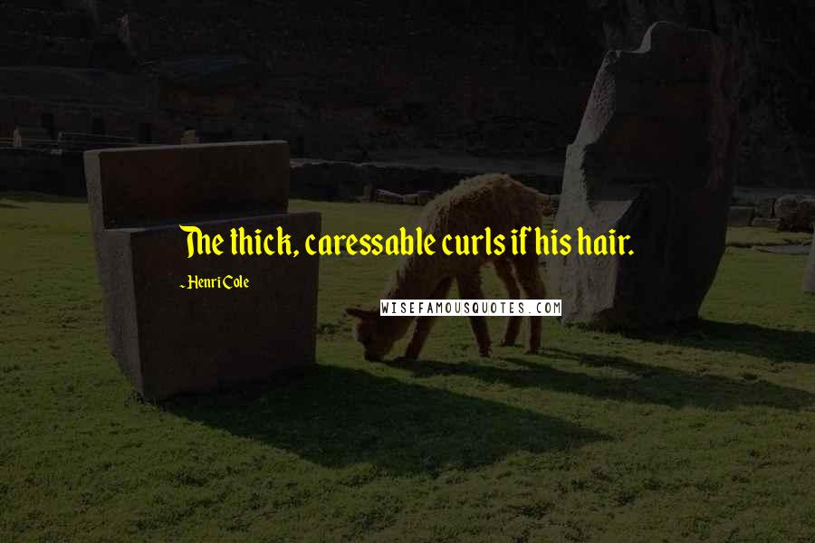 Henri Cole Quotes: The thick, caressable curls if his hair.