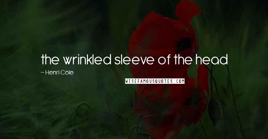Henri Cole Quotes: the wrinkled sleeve of the head