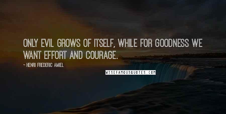 Henri Frederic Amiel Quotes: Only evil grows of itself, while for goodness we want effort and courage.