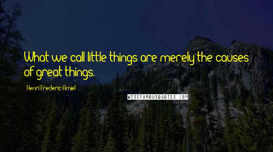 Henri Frederic Amiel Quotes: What we call little things are merely the causes of great things.