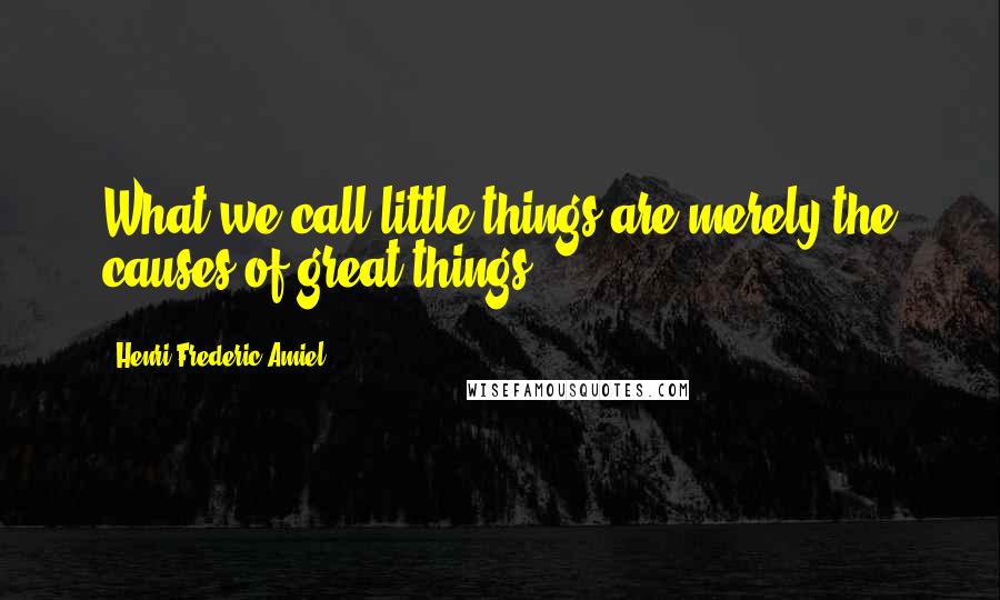 Henri Frederic Amiel Quotes: What we call little things are merely the causes of great things.